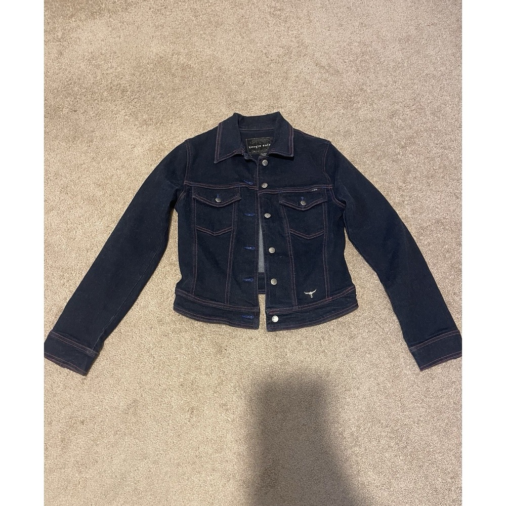 Sergio Valente Black Denim Pink Stitching Jacket Medium, Vintage